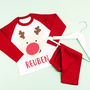 Personalised Christmas Reindeer Red Pyjamas, thumbnail 6 of 7