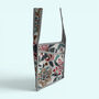 Mini Cross Body Bag | Grey With Turquoise And Red Block Print Floral, thumbnail 5 of 5