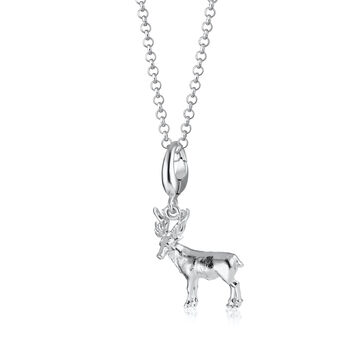 Christmas Reindeer Charm Necklace, Sterling Silver Or 18ct Gold Plated, 4 of 11