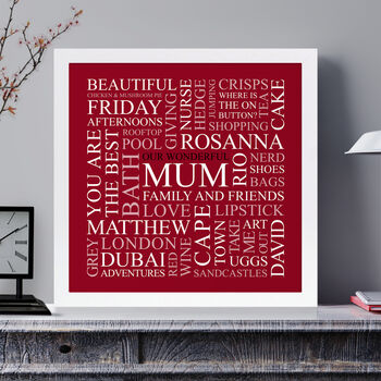 Personalised 'Mum's Favourites' Square Print, 8 of 9