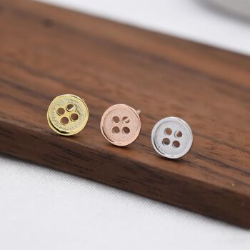 Tiny Button Stud Earrings In Sterling Silver, 7 of 12