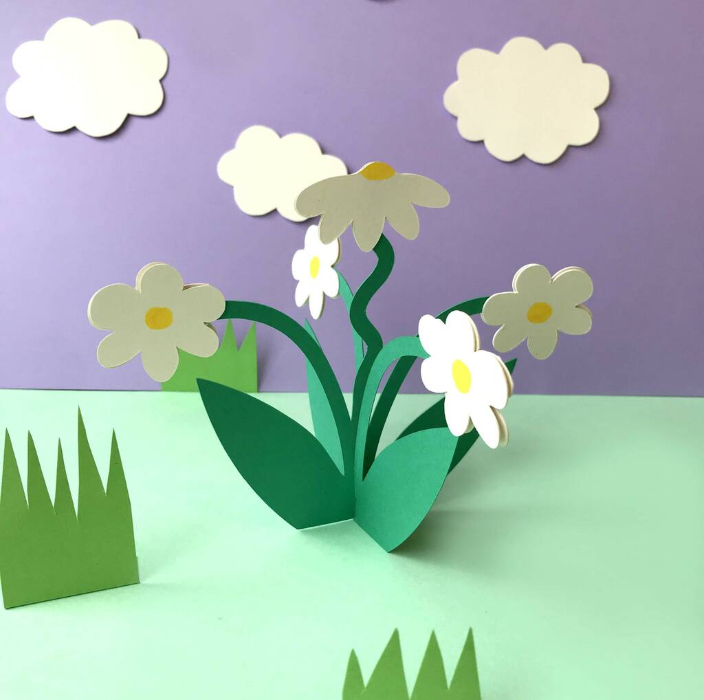 Handmade White Daisy Bouquet Card By Kitty Kenda