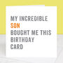 Personalised From Your Son Birthday Card, thumbnail 1 of 4