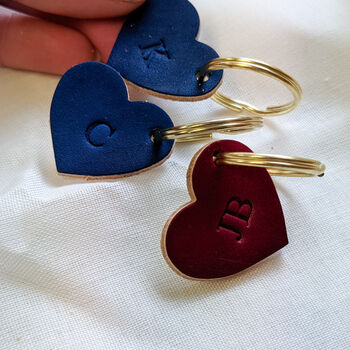Mini Personalised Leather Heart Keyring, 7 of 9