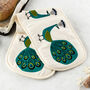 Peacock Double Oven Gloves, thumbnail 1 of 4