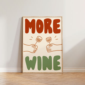 More Wine Hand Drawn Kitchen Wall Art Print, 8 of 10