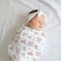 Luxury Rose Blossom Bamboo Muslin Swaddle Blanket, thumbnail 2 of 4