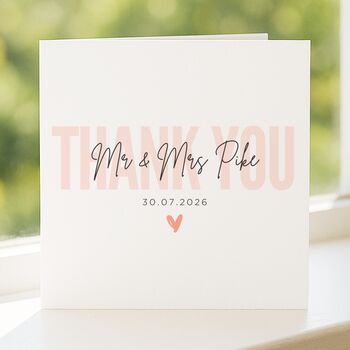 Blush Personalised Wedding Thank You Card, 4 of 8