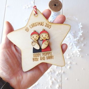 Personalised Family With Baby Twins Tree Decoration, 4 of 5