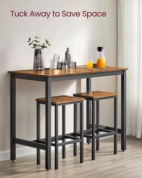 Brown Breakfast Table Set With Bar Chairs For Kitchen, 2 of 6