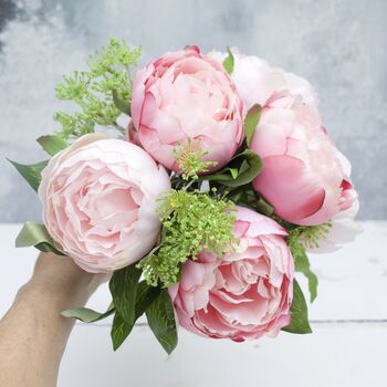 Soft Pink Peony Bouquet With Gypsophelia, 4 of 7