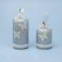 G Decor Emilie Butterfly Grey Lace Pillar Candle, thumbnail 4 of 5