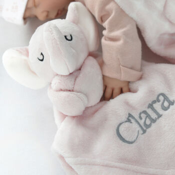 Personalised Pink Elephant Comforter And Blanket Set, 8 of 12