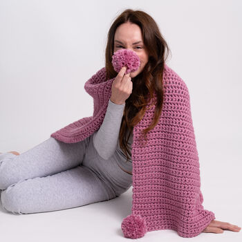 Beginners Pom Pom Blanket Crochet Kit, 2 of 9