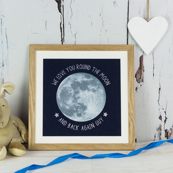 We Love You Round The Moon Personalised Fabric Art, 3 of 5