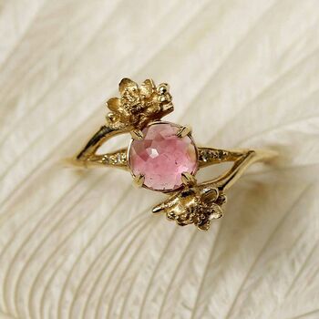 Cherry Blossom Pink Tourmaline And Diamonds Ring, 2 of 12