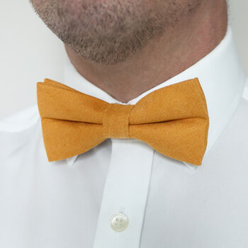 Wedding Handmade 100% Brushed Cotton Tie In Mustard Yellow | Groomsmen Ties, 6 of 10