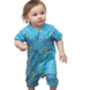 Baby + Toddler Shortie Romper | Blue Unisex Bug Print, thumbnail 2 of 6