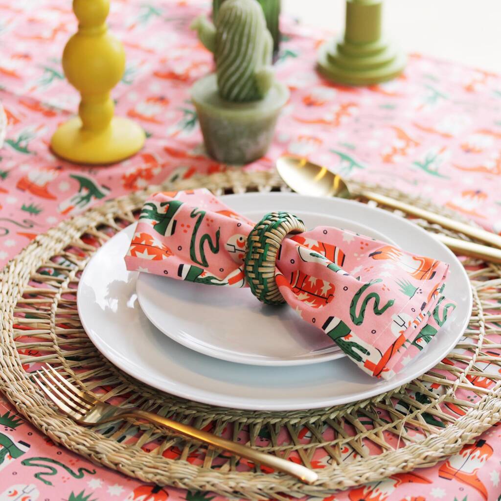 Pink Cowboy Print Fun Tablecloth For Dinner Parties By Hem Studios