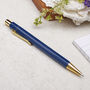Dark Navy Blue And Gold Ballpoint Pen, thumbnail 1 of 3