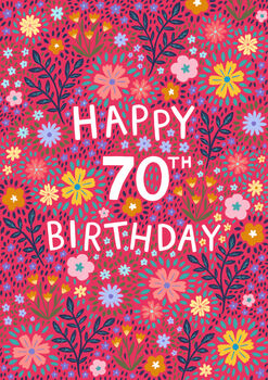 70th Birthday Card For Women, Floral 70th Card, For Her, 4 of 4