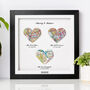 Three Personalised Heart Maps Framed Print, thumbnail 7 of 12