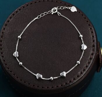 Heart Charm Bracelet In Sterling Silver, 3 of 10