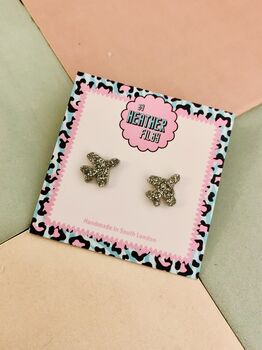 Sky High Aeroplane Glitter Resin Stud Earrings, 2 of 2
