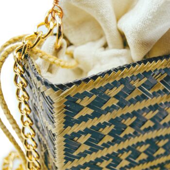 Tuparro Black And Gold Handwoven Straw Basket Bag, 4 of 7
