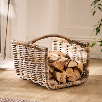 Anthien Buff Wicker Log Basket, 2 of 6