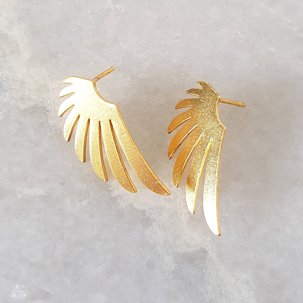 angel wings gold stud earrings by misskukie | notonthehighstreet.com