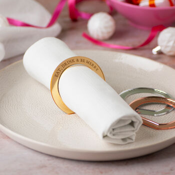 Mirror 'Eat, Drink And Be Merry' Christmas Napkin Ring, 2 of 4
