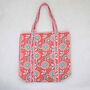 Reversible Red Floral Print Quilted Cotton Tote Bag, thumbnail 3 of 3