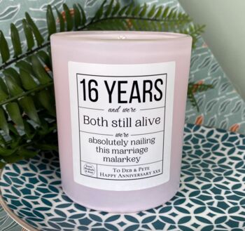 Personalised 16th Wedding Anniversary Candle, 3 of 12