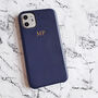 Navy Pu Leather Embossed Phone Case, thumbnail 1 of 10