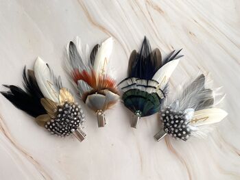 Feather Hair Clip Green And Black Reeves Pheasant 'Millie', 2 of 7