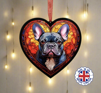 French Bulldog Stained Glass Effect Heart Suncatcher, 4 of 7