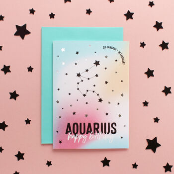 Aquarius Star Sign Constellation Birthday Card, 3 of 4