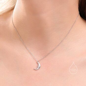 Sterling Silver Man In The Moon Pendant Necklace, 5 of 10