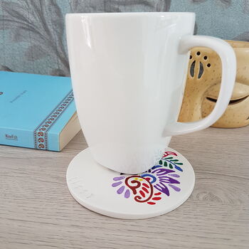 Personalised Bright Floral Clay Coaster, 3 of 5