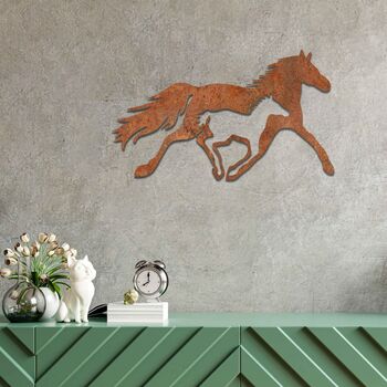 Rusted Metal Galloping Horses Stables Decor Art, 8 of 11