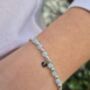 Sterling Silver March Aquamarine Beaded Bracelet: March Birthstone, Personalised Heart Charm, thumbnail 2 of 4