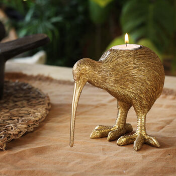 Kiwi Bird Tea Light Holder In Gold And Silver, 3 of 6