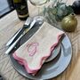 Embroidered Set Of Four Script Initial Scalloped Edge Napkins, thumbnail 4 of 11