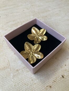 18 K Gold Plated Gold Flower Earrings, 6 of 6