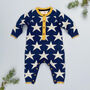 Stars Knitted Romper In Navy, thumbnail 7 of 9