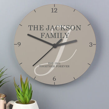 Personalised Family Initial Wooden Wall Clock, 4 of 5