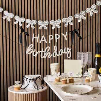 Happy Birthday Banner With Black Satin Bows, 4 of 4