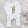 Boys Personalised Easter Bunny Babygrow, thumbnail 2 of 3