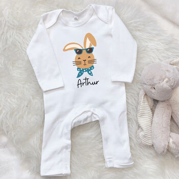 Boys Personalised Easter Bunny Babygrow, 2 of 3